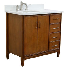 Load image into Gallery viewer, Bellaterra Home Vanity BellaTerra Home 37&quot; Single vanity in Walnut finish with White quartz and oval sink- Left door/Left sink 400901-37L-WA-WEO