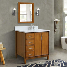 Load image into Gallery viewer, Bellaterra Home Vanity BellaTerra Home 37&quot; Single vanity in Walnut finish with White quartz and oval sink- Right door/Right sink 400901-37R-WA-WEOR