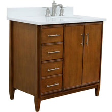 Load image into Gallery viewer, Bellaterra Home Vanity BellaTerra Home 37&quot; Single vanity in Walnut finish with White quartz and oval sink- Right door/Right sink 400901-37R-WA-WEOR