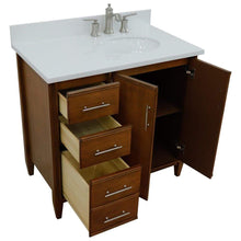 Load image into Gallery viewer, Bellaterra Home Vanity BellaTerra Home 37&quot; Single vanity in Walnut finish with White quartz and oval sink- Right door/Right sink 400901-37R-WA-WEOR