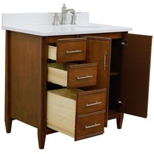 Load image into Gallery viewer, Bellaterra Home Vanity BellaTerra Home 37&quot; Single vanity in Walnut finish with White quartz and oval sink- Right door/Right sink 400901-37R-WA-WEOR