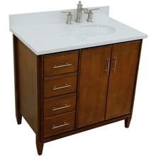 Load image into Gallery viewer, Bellaterra Home Vanity BellaTerra Home 37&quot; Single vanity in Walnut finish with White quartz and oval sink- Right door/Right sink 400901-37R-WA-WEOR