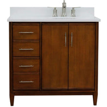 Load image into Gallery viewer, Bellaterra Home Vanity BellaTerra Home 37&quot; Single vanity in Walnut finish with White quartz and oval sink- Right door/Right sink 400901-37R-WA-WEOR