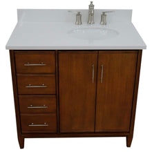Load image into Gallery viewer, Bellaterra Home Vanity BellaTerra Home 37&quot; Single vanity in Walnut finish with White quartz and oval sink- Right door/Right sink 400901-37R-WA-WEOR