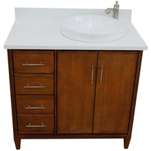 Load image into Gallery viewer, Bellaterra Home Vanity BellaTerra Home 37&quot; Single vanity in Walnut finish with White quartz and round sink- Right door/Right sink 400901-37R-WA-WERDR