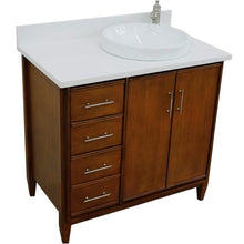 Load image into Gallery viewer, Bellaterra Home Vanity BellaTerra Home 37&quot; Single vanity in Walnut finish with White quartz and round sink- Right door/Right sink 400901-37R-WA-WERDR