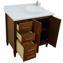 Load image into Gallery viewer, Bellaterra Home Vanity BellaTerra Home 37&quot; Single vanity in Walnut finish with White quartz and round sink- Right door/Right sink 400901-37R-WA-WERDR