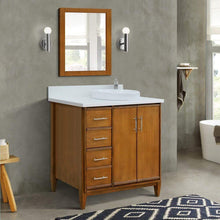 Load image into Gallery viewer, Bellaterra Home Vanity BellaTerra Home 37&quot; Single vanity in Walnut finish with White quartz and round sink- Right door/Right sink 400901-37R-WA-WERDR