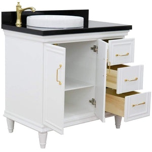 Bellaterra Home Vanity BellaTerra Home 37" Single vanity in White finish with Black galaxy and round sink- Left door/Left sink 400800-37L-WH-BGRDL