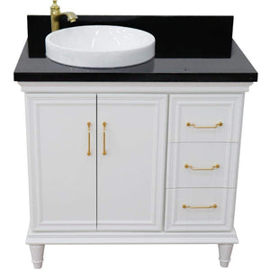 Bellaterra Home Vanity BellaTerra Home 37" Single vanity in White finish with Black galaxy and round sink- Left door/Left sink 400800-37L-WH-BGRDL