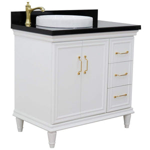 Bellaterra Home Vanity BellaTerra Home 37" Single vanity in White finish with Black galaxy and round sink- Left door/Left sink 400800-37L-WH-BGRDL