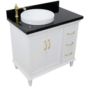Bellaterra Home Vanity BellaTerra Home 37" Single vanity in White finish with Black galaxy and round sink- Left door/Left sink 400800-37L-WH-BGRDL