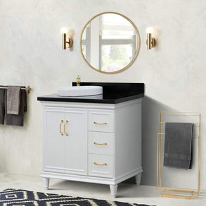 Bellaterra Home Vanity BellaTerra Home 37" Single vanity in White finish with Black galaxy and round sink- Left door/Left sink 400800-37L-WH-BGRDL