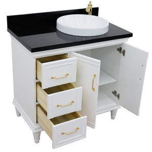 Bellaterra Home Vanity BellaTerra Home 37" Single vanity in White finish with Black galaxy and round sink- Right door/Right sink 400800-37R-WH-BGRDR