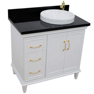 Bellaterra Home Vanity BellaTerra Home 37" Single vanity in White finish with Black galaxy and round sink- Right door/Right sink 400800-37R-WH-BGRDR