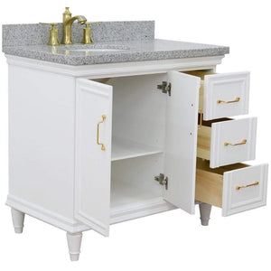 Bellaterra Home Vanity BellaTerra Home 37" Single vanity in White finish with Gray granite and oval sink- Left door/Left sink 400800-37L-WH-GYOL