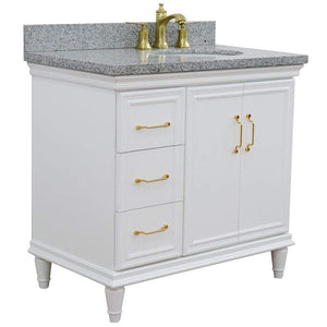 Bellaterra Home Vanity BellaTerra Home 37" Single vanity in White finish with Gray granite and oval sink- Right door/Right sink 400800-37R-WH-GYOR