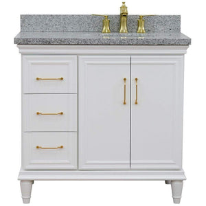 Bellaterra Home Vanity BellaTerra Home 37" Single vanity in White finish with Gray granite and oval sink- Right door/Right sink 400800-37R-WH-GYOR
