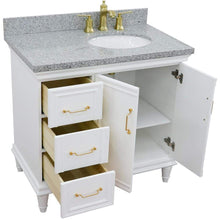 Load image into Gallery viewer, Bellaterra Home Vanity BellaTerra Home 37&quot; Single vanity in White finish with Gray granite and oval sink- Right door/Right sink 400800-37R-WH-GYOR