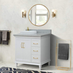 Bellaterra Home Vanity BellaTerra Home 37" Single vanity in White finish with Gray granite and round sink- Left door/Left sink 400800-37L-WH-GYRDL