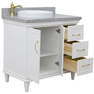 Bellaterra Home Vanity BellaTerra Home 37" Single vanity in White finish with Gray granite and round sink- Left door/Left sink 400800-37L-WH-GYRDL