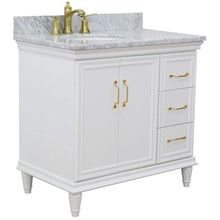 Load image into Gallery viewer, Bellaterra Home Vanity BellaTerra Home 37&quot; Single vanity in White finish with White Carrara and oval sink- Left door/Left sink 400800-37L-WH-WMOL