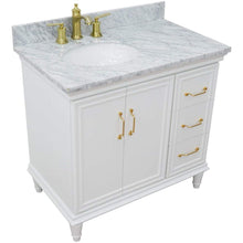 Load image into Gallery viewer, Bellaterra Home Vanity BellaTerra Home 37&quot; Single vanity in White finish with White Carrara and oval sink- Left door/Left sink 400800-37L-WH-WMOL