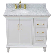 Load image into Gallery viewer, Bellaterra Home Vanity BellaTerra Home 37&quot; Single vanity in White finish with White Carrara and oval sink- Left door/Left sink 400800-37L-WH-WMOL