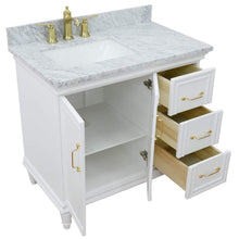 Load image into Gallery viewer, Bellaterra Home Vanity BellaTerra Home 37&quot; Single vanity in White finish with White Carrara and rectangle sink- Left door/Left sink 400800-37L-WH-WMRL