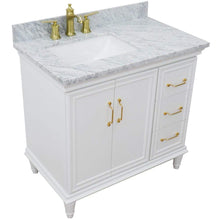 Load image into Gallery viewer, Bellaterra Home Vanity BellaTerra Home 37&quot; Single vanity in White finish with White Carrara and rectangle sink- Left door/Left sink 400800-37L-WH-WMRL