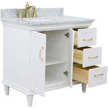 Load image into Gallery viewer, Bellaterra Home Vanity BellaTerra Home 37&quot; Single vanity in White finish with White Carrara and rectangle sink- Left door/Left sink 400800-37L-WH-WMRL