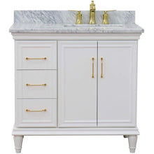 Load image into Gallery viewer, Bellaterra Home Vanity BellaTerra Home 37&quot; Single vanity in White finish with White Carrara and rectangle sink- Right door/Right sink 400800-37R-WH-WMRR