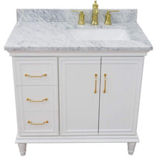 Load image into Gallery viewer, Bellaterra Home Vanity BellaTerra Home 37&quot; Single vanity in White finish with White Carrara and rectangle sink- Right door/Right sink 400800-37R-WH-WMRR