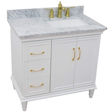 Load image into Gallery viewer, Bellaterra Home Vanity BellaTerra Home 37&quot; Single vanity in White finish with White Carrara and rectangle sink- Right door/Right sink 400800-37R-WH-WMRR