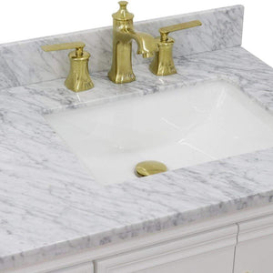 Bellaterra Home Vanity BellaTerra Home 37" Single vanity in White finish with White Carrara and rectangle sink- Right door/Right sink 400800-37R-WH-WMRR
