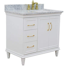 Load image into Gallery viewer, Bellaterra Home Vanity BellaTerra Home 37&quot; Single vanity in White finish with White Carrara and rectangle sink- Right door/Right sink 400800-37R-WH-WMRR