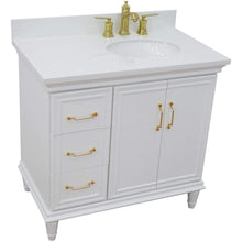 Load image into Gallery viewer, Bellaterra Home Vanity BellaTerra Home 37&quot; Single vanity in White finish with White quartz and oval sink- Right door/Right sink 400800-37R-WH-WEO