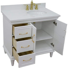 Load image into Gallery viewer, Bellaterra Home Vanity BellaTerra Home 37&quot; Single vanity in White finish with White quartz and oval sink- Right door/Right sink 400800-37R-WH-WEO