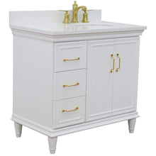 Load image into Gallery viewer, Bellaterra Home Vanity BellaTerra Home 37&quot; Single vanity in White finish with White quartz and oval sink- Right door/Right sink 400800-37R-WH-WEO