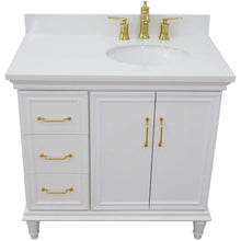 Load image into Gallery viewer, Bellaterra Home Vanity BellaTerra Home 37&quot; Single vanity in White finish with White quartz and oval sink- Right door/Right sink 400800-37R-WH-WEO