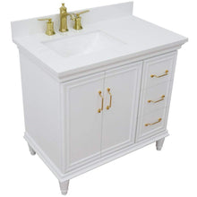 Load image into Gallery viewer, Bellaterra Home Vanity BellaTerra Home 37&quot; Single vanity in White finish with White quartz and rectangle sink- Left door/Left sink 400800-37L-WH-WERL