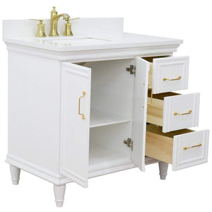 Bellaterra Home Vanity BellaTerra Home 37" Single vanity in White finish with White quartz and rectangle sink- Left door/Left sink 400800-37L-WH-WERL