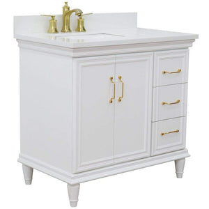 Bellaterra Home Vanity BellaTerra Home 37" Single vanity in White finish with White quartz and rectangle sink- Left door/Left sink 400800-37L-WH-WERL
