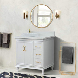 Bellaterra Home Vanity BellaTerra Home 37" Single vanity in White finish with White quartz and round sink- Left door/Left sink 400800-37L-WH-WERDL