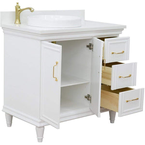 Bellaterra Home Vanity BellaTerra Home 37" Single vanity in White finish with White quartz and round sink- Left door/Left sink 400800-37L-WH-WERDL