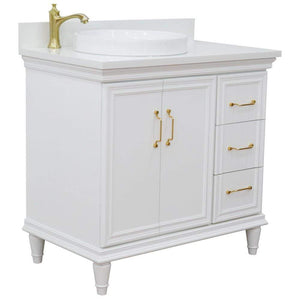Bellaterra Home Vanity BellaTerra Home 37" Single vanity in White finish with White quartz and round sink- Left door/Left sink 400800-37L-WH-WERDL