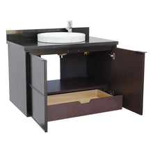 Load image into Gallery viewer, Bellaterra Home Vanity BellaTerra Home 37&quot; Single wall mount vanity in Cappuccino finish with Black Galaxy top and Round Sink 400503-CAB-CP-BGRD