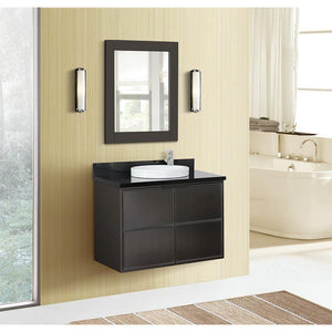 Bellaterra Home Vanity BellaTerra Home 37" Single wall mount vanity in Cappuccino finish with Black Galaxy top and Round Sink 400503-CAB-CP-BGRD