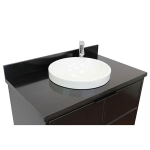 Bellaterra Home Vanity BellaTerra Home 37" Single wall mount vanity in Cappuccino finish with Black Galaxy top and Round Sink 400503-CAB-CP-BGRD