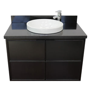 Bellaterra Home Vanity BellaTerra Home 37" Single wall mount vanity in Cappuccino finish with Black Galaxy top and Round Sink 400503-CAB-CP-BGRD